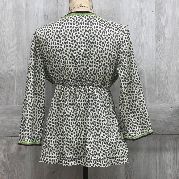 Boden Purple Green Leaf Pattern Empire Waist A4 - Picture 4 of 4